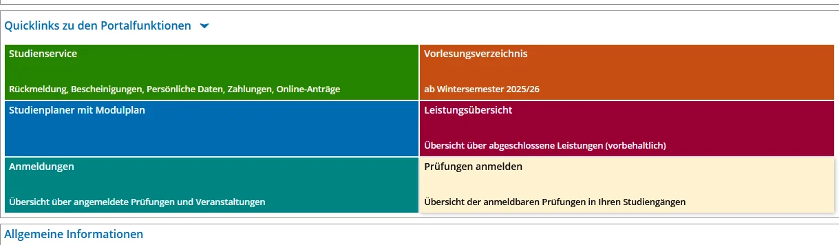 Prüfungen anmelden EXA