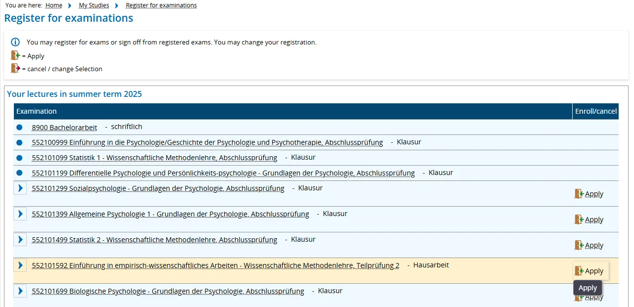 Exam selection BASIS