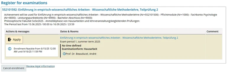 Exam registration BASIS