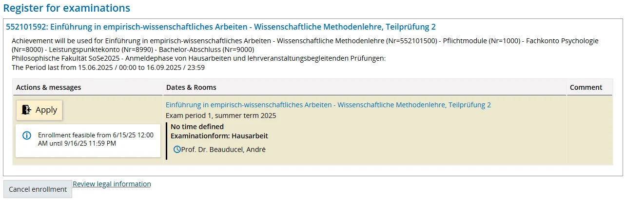 Exam registration BASIS